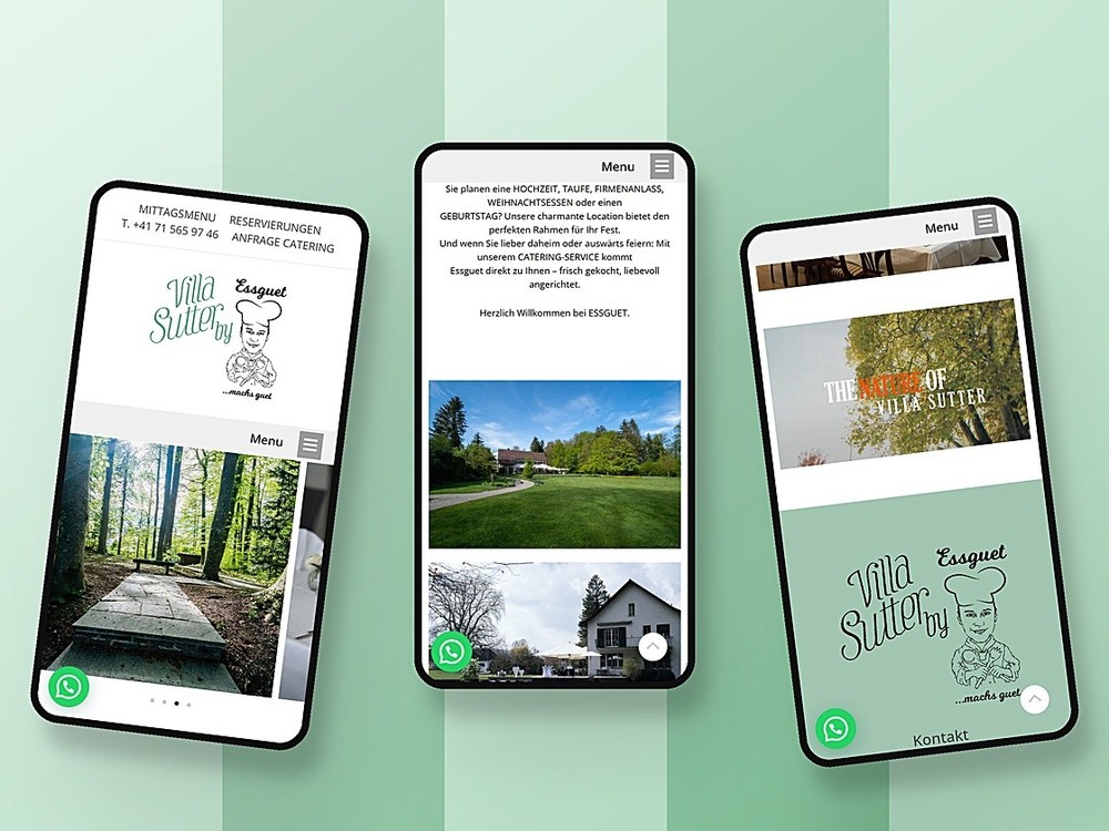 Villa Sutter by Essguet Webseite auf mehreren Geräten – Webdesign-Referenz von Delusion