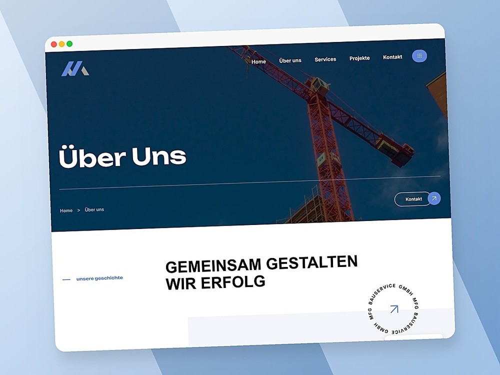 MFG Bauservice GmbH Webseite – Webdesign-Referenz von Delusion